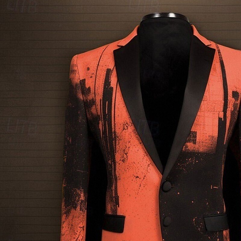 Men's Geometry Long Sleeve Turndown Business Abstract Work Wear to work Going out Buttons Print Multi Pocket3