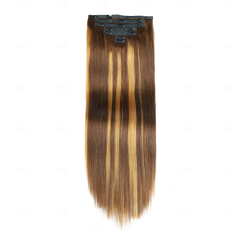 Highlight P4/27 20-24 Inch Straight Hair Long 7PCS Set  PU Thick Clip in on Hair Extensions2