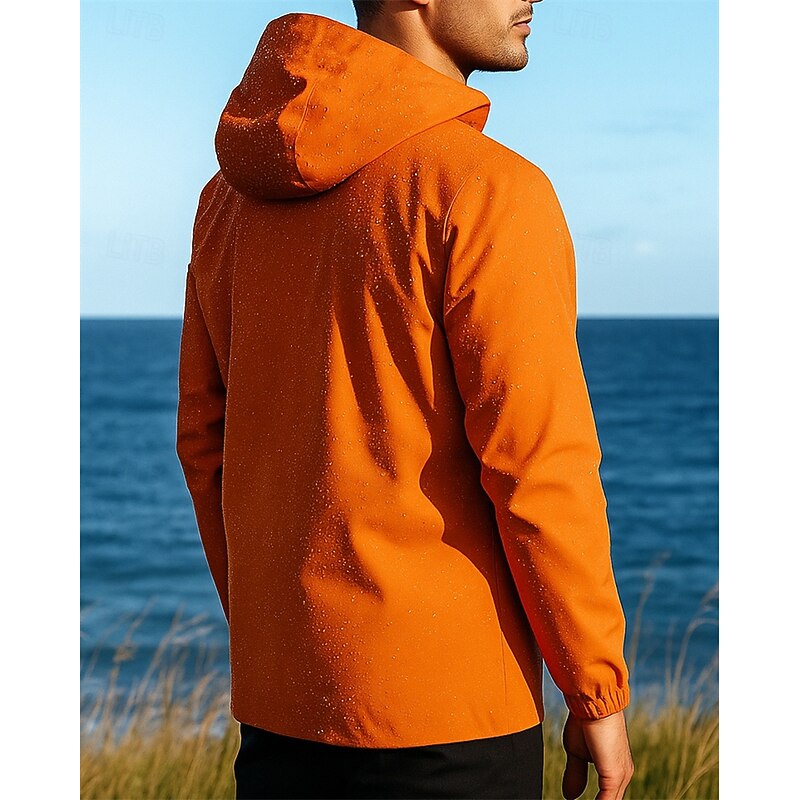 Men's Windbreaker Softshell Jacket Hiking Jacket Outdoor Waterproof Windproof Hiking Outfits Hiking Clothes Autumn / Fall Top Camping / Hiking / Caving Running Solid Color Black Red Blue2