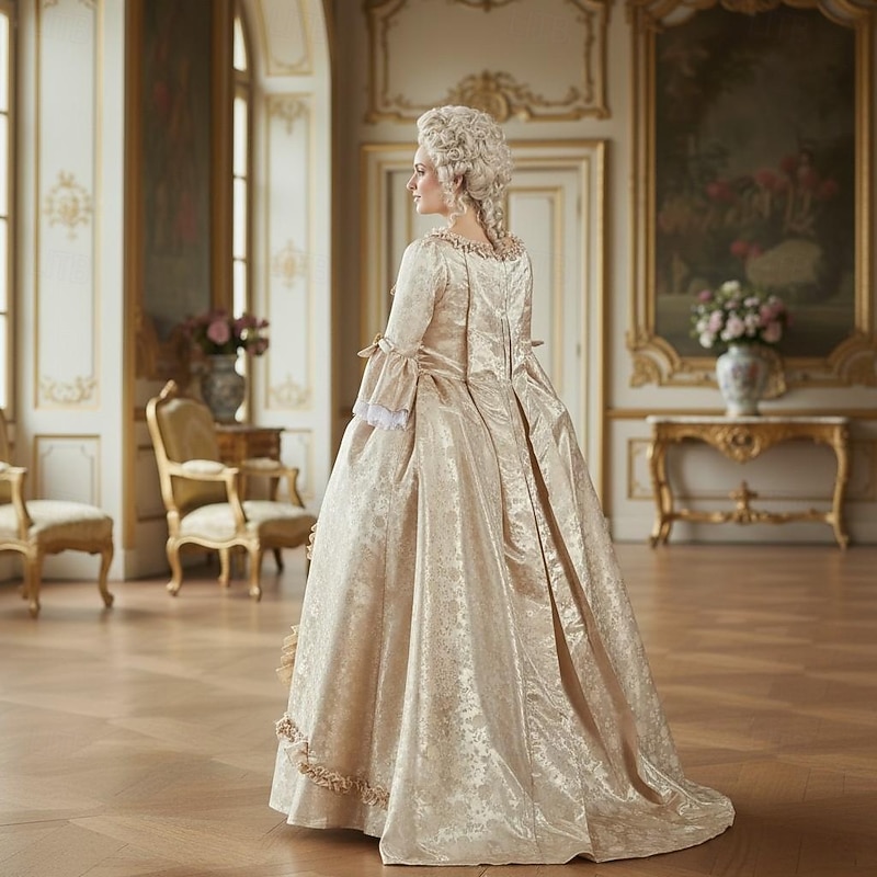 Rococo Renaissance Colonial Period Fancy Costume Ball Gown Prom Dress Plus Size Witch Queen Princess Jacquard Fancy Dress Women's Royal Halloween Carnival Performance Masquerade Ren Faire Adults'2