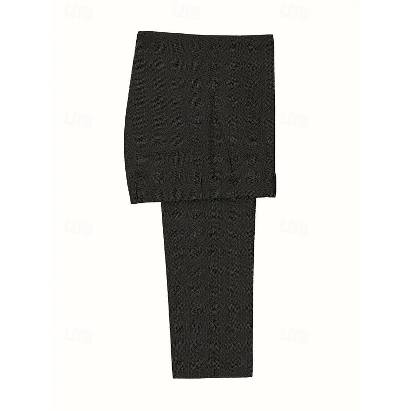 Men's Wedding Business Tweed Suits Peaked Lapel Black Formal Herringbone Slim Fit 3 Piece Single Breasted Two-buttons3