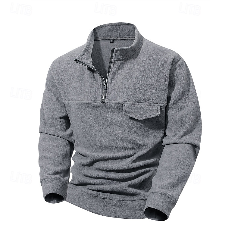 Men's Sweatshirt Fleece Sweatshirt Quarter Zip Sweatshirt Black Green Gray Half Zip Plain Sports & Outdoor Daily Holiday Polyester Streetwear Basic Casual Spring Fall Clothing Apparel Hoodies