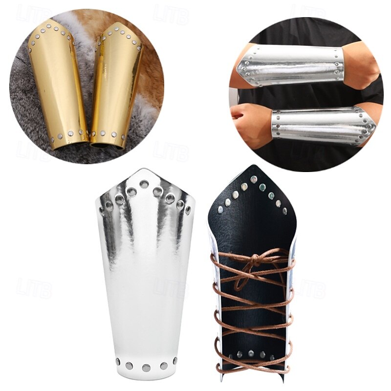 Retro Vintage Medieval Renaissance Armor Wristband Arm Guards Warrior Viking Metallic Fancy Dress Unisex Halloween Carnival Performance LARP Ren Faire Adults More Accessories All Seasons
