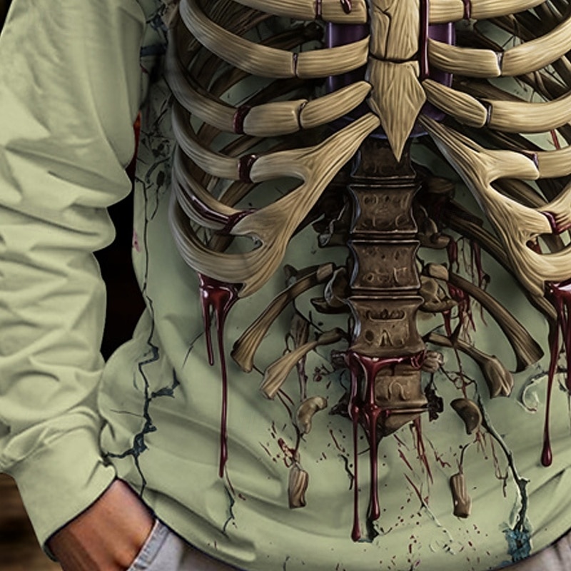 Halloween Boys' 3D Skull T shirt Tee Long Sleeve Spring Fall Fashion Basic Kids 4-12 Years Crew Neck Outdoor Casual Daily Regular Fit3