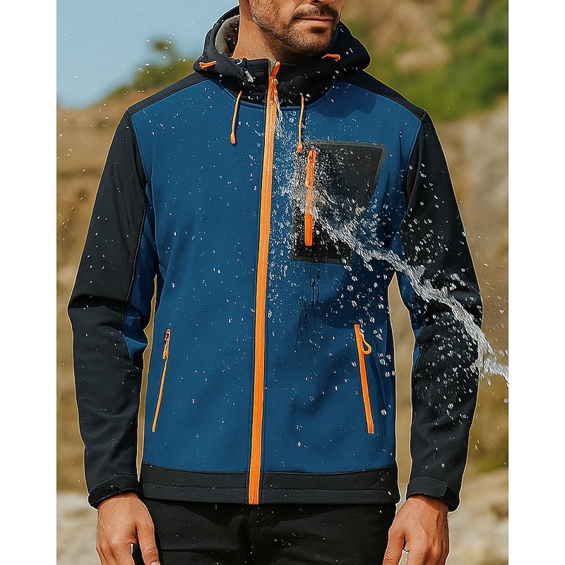 Men's Hiking Jacket Hiking Fleece Jacket Winter Outdoor Patchwork Thermal Warm Waterproof Windproof Fleece Jackets Hunting Climbing Camping / Hiking / Caving Black Red Navy Blue Royal Blue Grey3