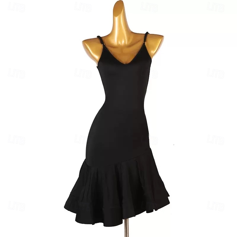 Women's Black V-Neck DanceWear Dance Dress Performance Wear