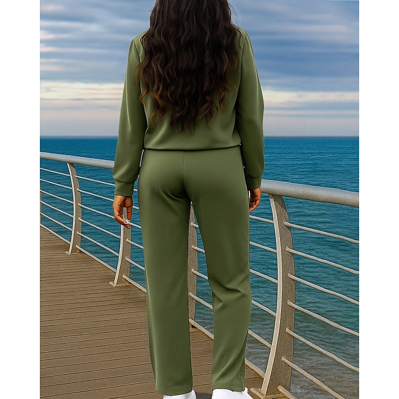 Women's 2 Piece Tracksuit Lounge Hoodie Sweatsuit Sets Pocket Solid Colored Clothing Suit Fall Black Red Outdoor Travel Sports Baggy Long Sleeve Sport Activewear Micro-elastic Regular Fit2