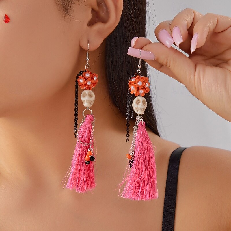 1 Pair Earrings For Women's Halloween Street Date Alloy Tassel Fringe3