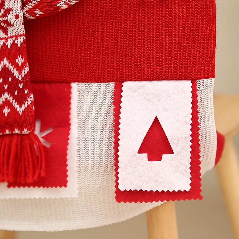 Christmas Chair Covers, 3D Santa Claus Plush Chair Slipcovers, Festive Cartoon Fabric Seat Covers for Dining Table and Holiday Home Decoration4