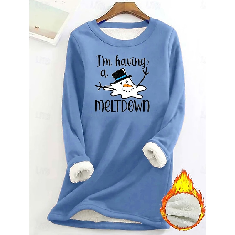 Women's Pullover Sweatshirt Graphic Letter Warm Casual Fuzzy Long Sleeve Crew Neck Round Neck Regular Tops Street Casual Light Pink Dark Pink Blue Spring Fall Winter