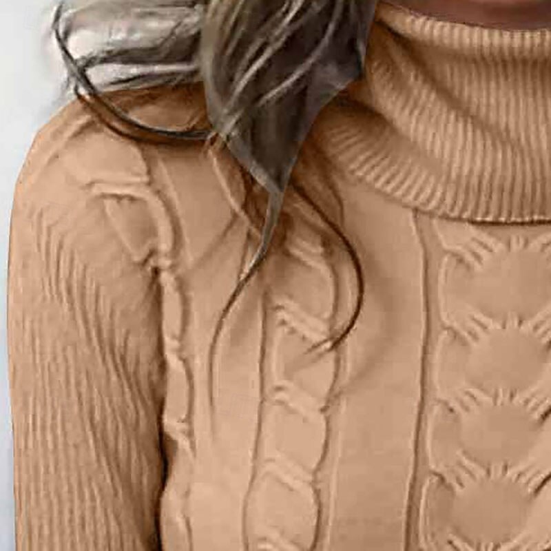 Women's Sweater Pullover Streetwear Casual Solid Color Turtleneck Knitted Long Sleeve Regular Tops Knit Daily Holiday Going out Khaki Fall Winter2