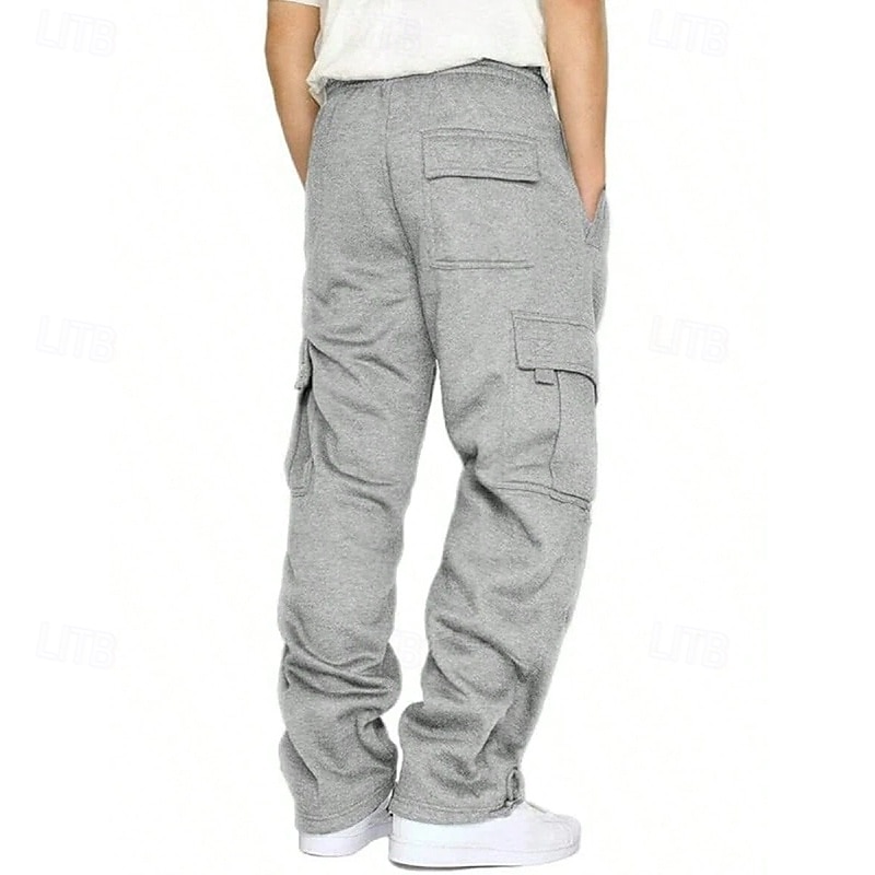 Men's Cargo Pants Cargo Sweatpants Joggers Trousers Open Bottom Sweatpants Drawstring Elastic Waist Plain Moisture Wicking Breathable Full Length Sports Outdoor Casual Daily Fashion Streetwear Black4