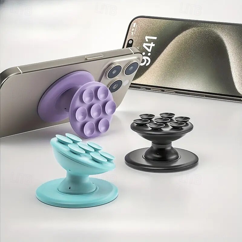 Expandable Foldable Phone Stand Silicone Suction Cup Phone Holder Compatible with Kindle Smartphones and Tablets2