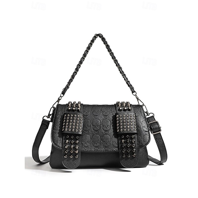 Women's Halloween Gothic Skull Rivet Shoulder Bag Crossbody Bag, Punk Rock Messenger Bag for Party and Night Out4