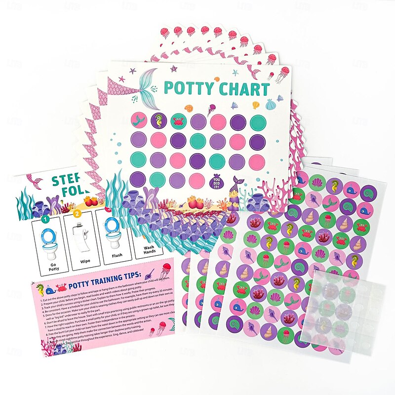 Potty Training Stickers Potty You Pee on Toilet Reveal Stickers Chart Reusable Pee Decals Color Changing Seat Toilet Targets for Boys Girls Kids Training Use4