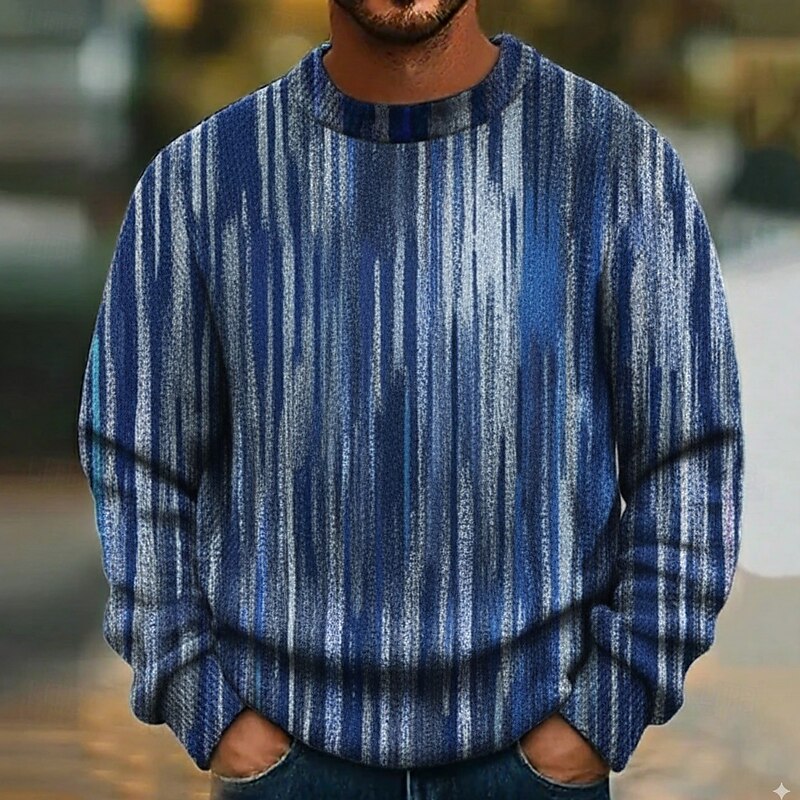 Men's Color Block Pullover Sweater Jumper Knitwear Crewneck Retro Vintage Casual Vacation Daily 3D Print Knitting Keep Warm Long Sleeve Fall Winter Blue Multi Color Grey3