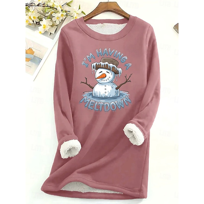Women's Pullover Sweatshirt Graphic Letter Warm Casual Fuzzy Long Sleeve Round Neck Long Tops Street Casual Light Pink Black Dark Pink Blue Spring Fall Winter4