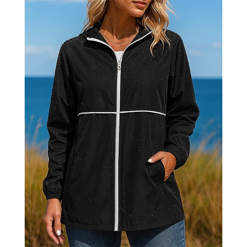 Women's Softshell Jacket Hiking Jacket Lightweight Jacket Outdoor Waterproof Hiking Outfits Hiking Clothes Autumn / Fall Top Camping / Hiking / Caving Running Solid Color Black Yellow Pink3