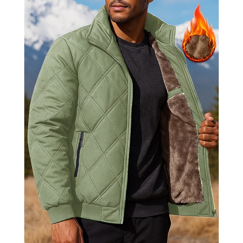 Men's Hiking Jacket Fleece Jacket Thermal Jacket Winter Outdoor Thermal Warm Top Light Brown Black White Light Green Dark Blue4