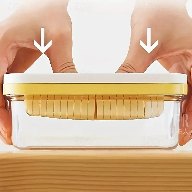 2-in-1 Butter Slicer and Sealed Storage Container with Manual Rectangular Blade, Durable Plastic Kitchen Tool for Freshness and Easy One-Step Meal Preparation, Butter Spreader Included2