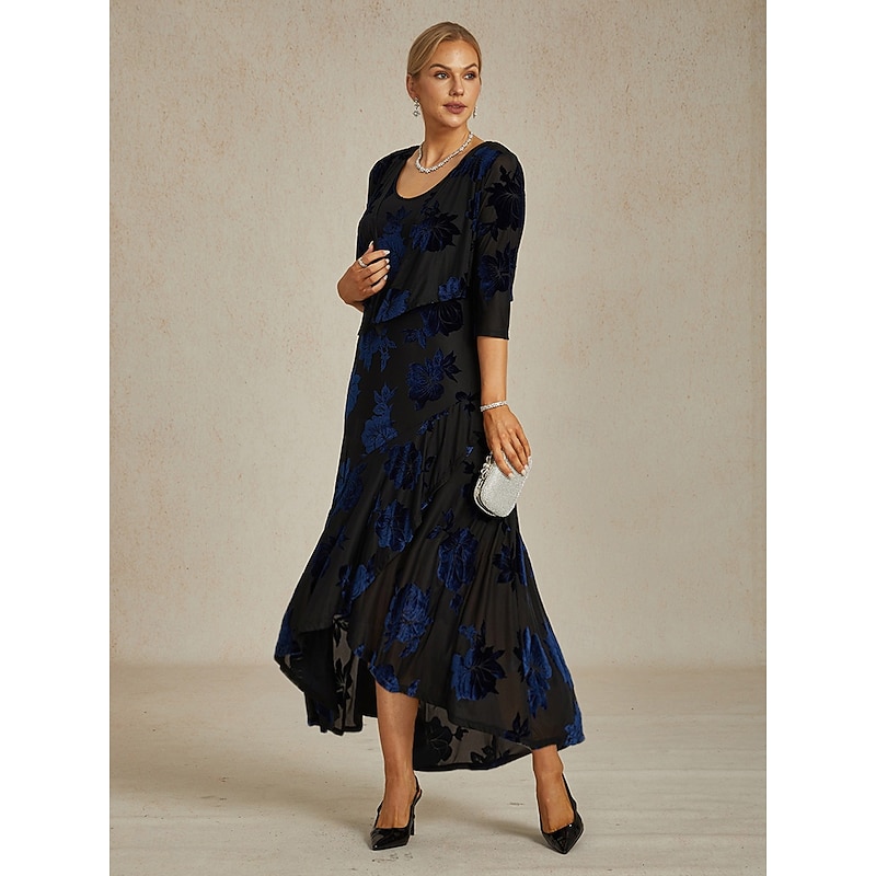 Women's Shrugs Floral Elegant Vintage 3/4 Length Sleeve V Neck Wedding Guest Party Evening Wear Evening Party Brown Fall Winter4