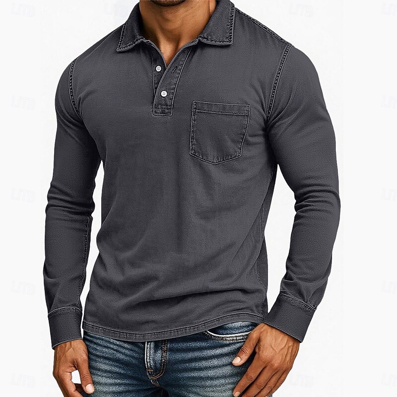 Men's Polo Golf Shirt Business Casual Classic Short Sleeve Fashion Basic Solid Color Color Block Pocket Buttons Summer Spring &  Fall All Seasons Regular Fit Black Blue Light Green Dark Blue Pink Gray4