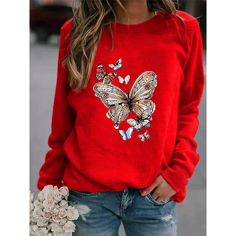 Women's Pullover Sweatshirt Graphic Animal Cat Fashion Casual Long Sleeve Round Neck Regular Tops Street Dailywear Casual Print Maroon Black Wine Red Fall Winter4