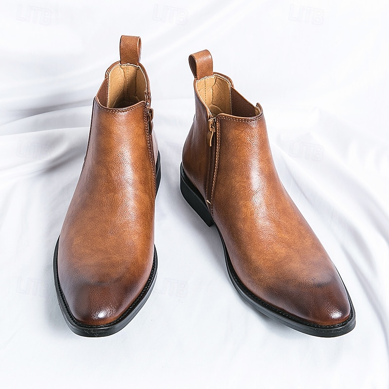 Men's Classic Brown Chelsea Boots with Smooth Finish, Timeless Ankle Boot Style for Gentlemen, Perfect for Business Casual, Office and Evening Events3