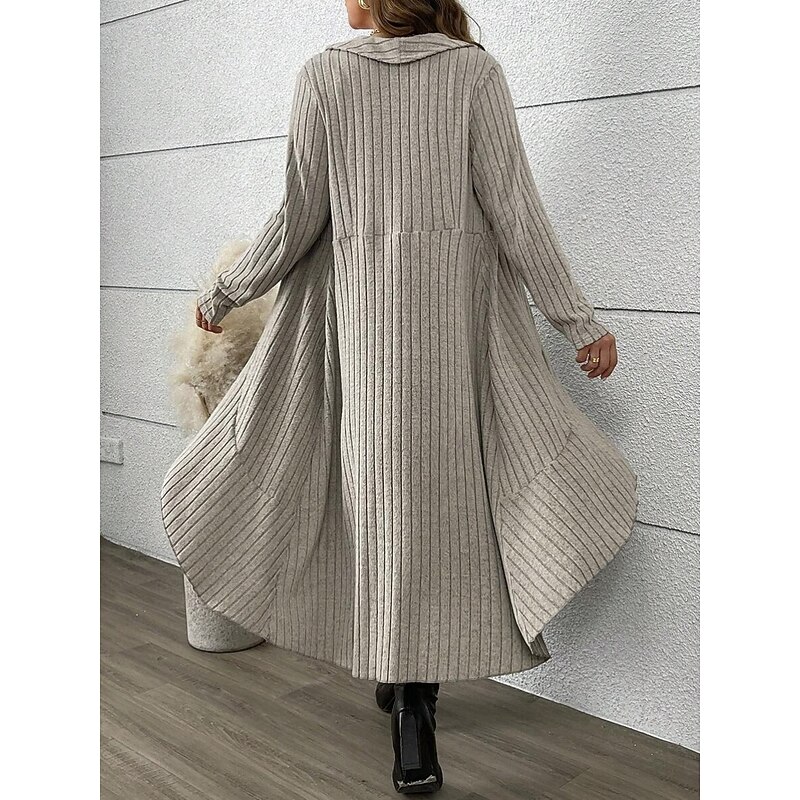 Women's Sweater Sweater Dress Sweater Set Elegant Fashion Streetwear Plaid Ribbed V Neck Patchwork Print Long Sleeve Long Tops Knit Outdoor Daily Weekend Khaki Fall Winter2