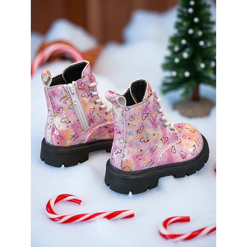 Girls' Combat Boots with Lace-Up Design and Side Zipper for Dance Performances and Stage Outfits2