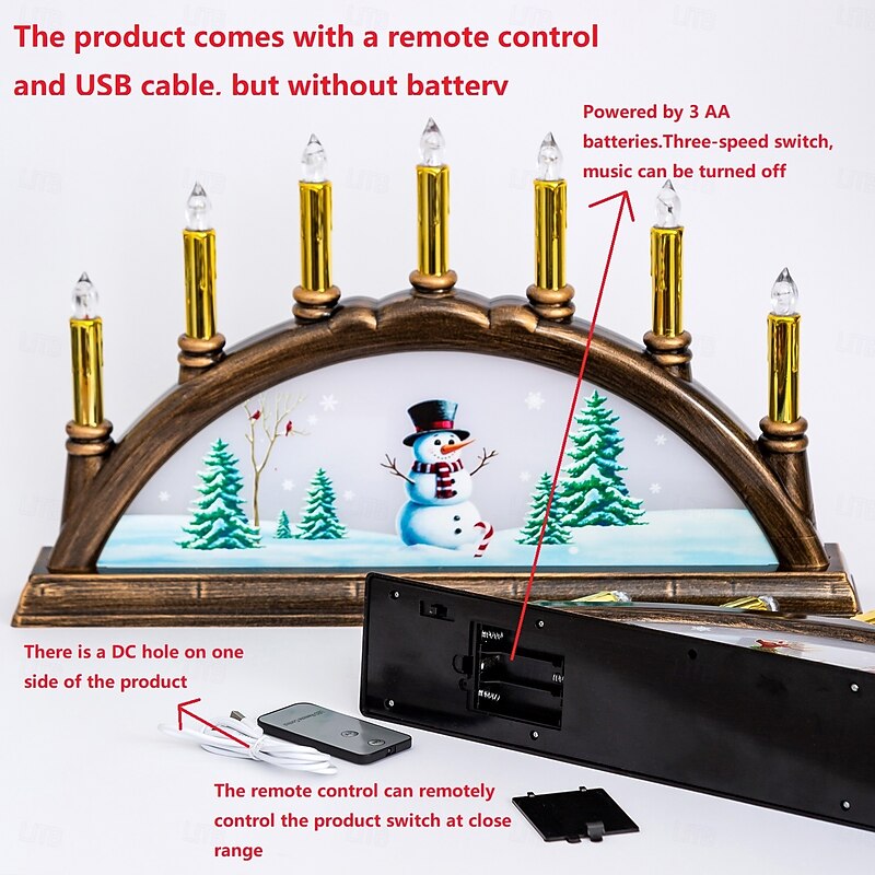 1 Pc 50.4 * 30CM Christmas Religious LED Electronic Candle Light Desktop Decorative Light Pendant Light AAA Battery USB Powered Dual purpose Remote Control4