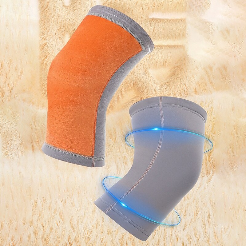 Women Men Collision Avoidance Anti-slip Plain Windproof Warm 2 Pack Fleece Rotective Knee Pads For Outdoor Sports3