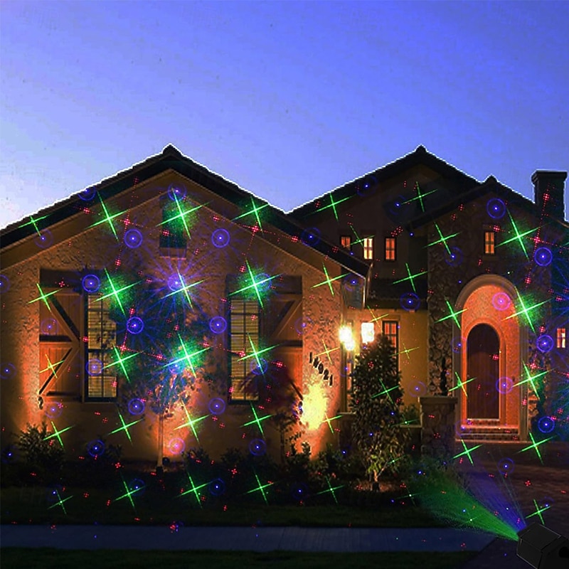 Mini House RGB Firefly with 32 Patterns Garden Laser Lights Projector Christmas Projector Lights Garden Laser Lights Waterproof Outdoor Indoor Decorative Lighting for Xmas Birthday Party4