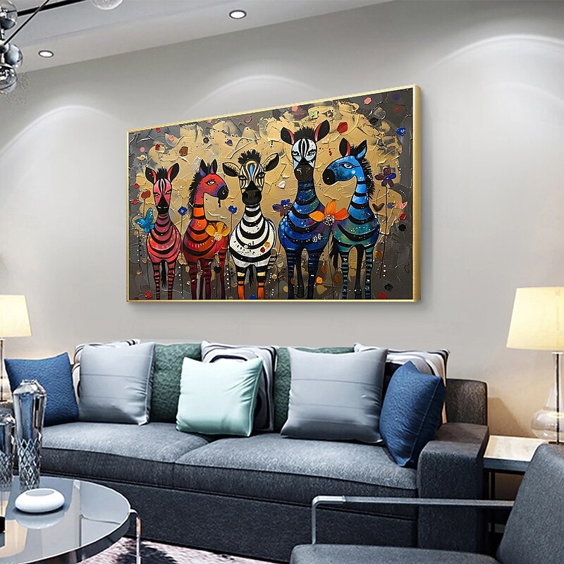 Original Horse Oil Painting on Canvas, Large Wall Art Abstract Colored Animal Art Custom Painting Fashion Decor Kid's Room Art Handmade Gift2