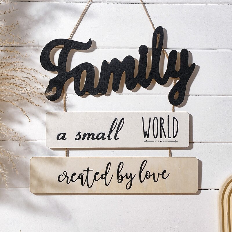 Wooden "Family" Letter Sign, 3-Piece Wall Décor Set, Lightweight Wooden Plaques for Cozy Indoor Decoration, Perfect for Celebrations, Parties, Home Art, Hanging Décor and Gift Giving4