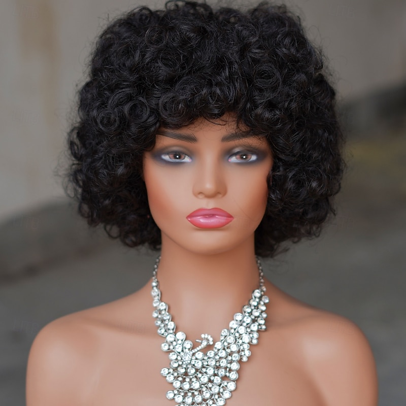 Machine Made Short Wig Pixie Curly Human Hair Wig 1B#/4#/99#/350#/P4/30#/P4/350# Multiple Colors For Black Women