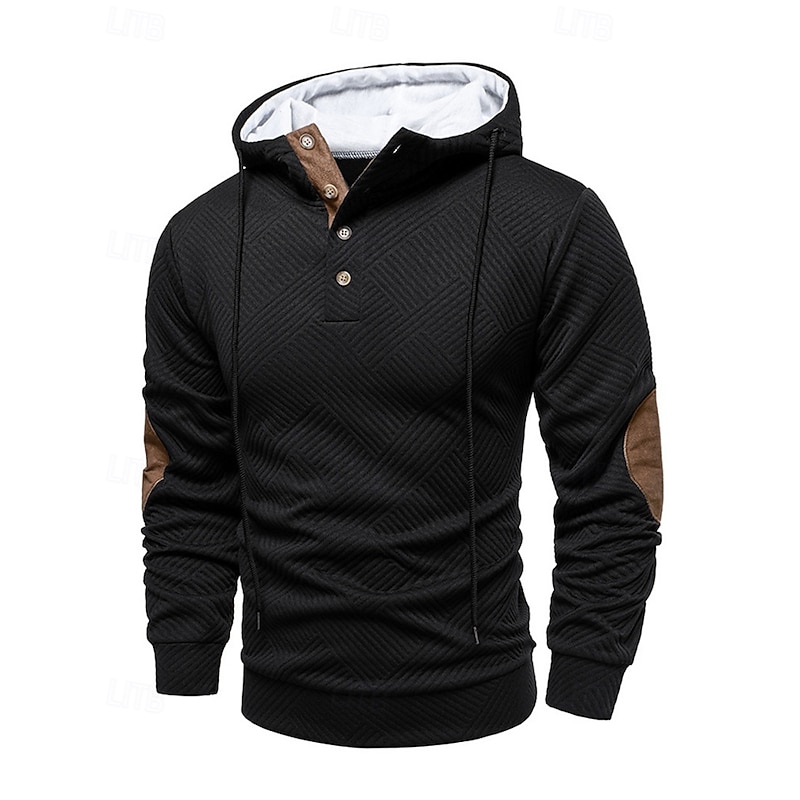 Men's Hoodie Button Up Hoodie Apricot Black White Navy Blue Dark Gray Hooded Color Block Jacquard Drawstring Sports & Outdoor Daily Holiday Polyester Streetwear Basic Casual Spring Fall Clothing3