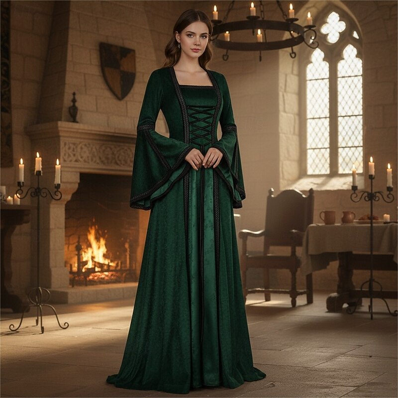 Retro Vintage Medieval Renaissance Dress Fancy Costume Viking Celtic Knight Fancy Dress Women's Celtic Halloween Carnival Performance LARP Ren Faire Adults' Dress4