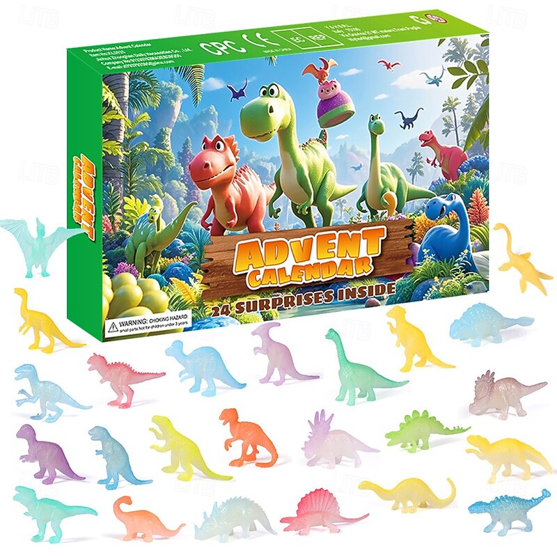 Advent Calendar 2025 Dinosaur Toys for Kids 24 Days Countdown Calendar to Christmas Surprise Toys Set with Different Dino Figure Ideal Xmas Gifts for Boys Girls Toddlers Teens 3 4 5 6 7 8 Years Old