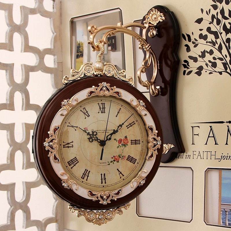 Outdoor Clocks European Style Retro Wall Clock Innovation and Fashion Living Room Double-Sided Clock Classic Clock Wall Bedroom Decoration Clock Wall Clocks Bedrooms2