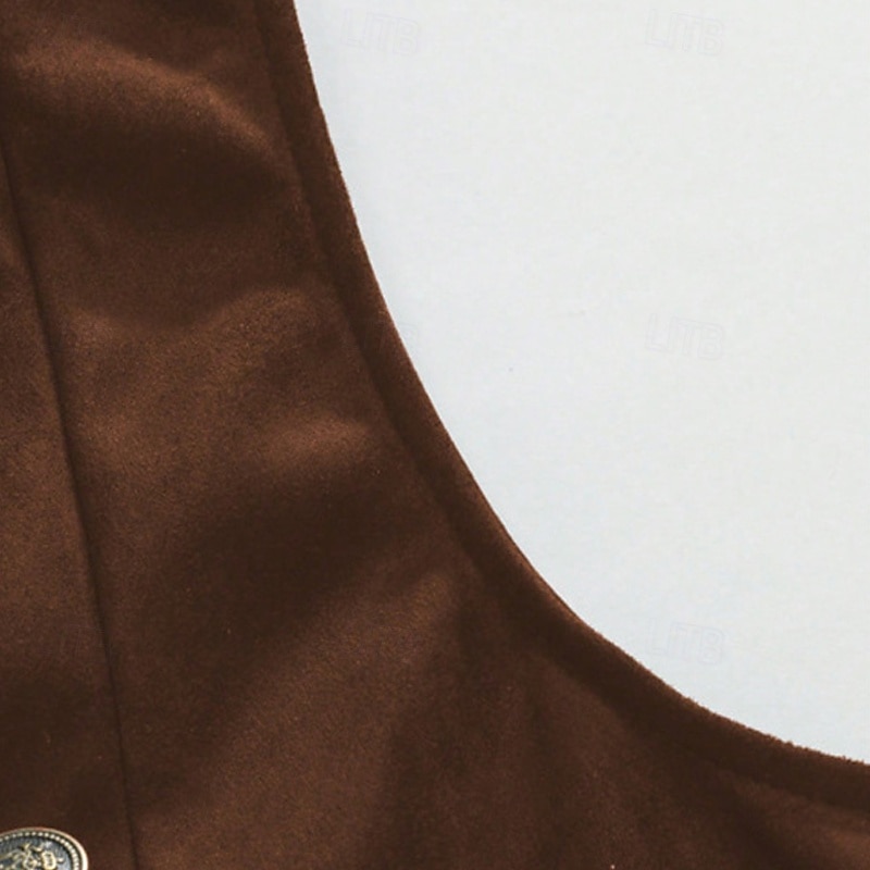 Men's Faux Suede Vest Vest Waistcoat Gilet Vacation Party Business Fashion Casual Spring Fall Pocket Buttons Polyester Comfortable Plain Double Breasted Lapel Regular Fit Black Navy Blue Coffee Vest4