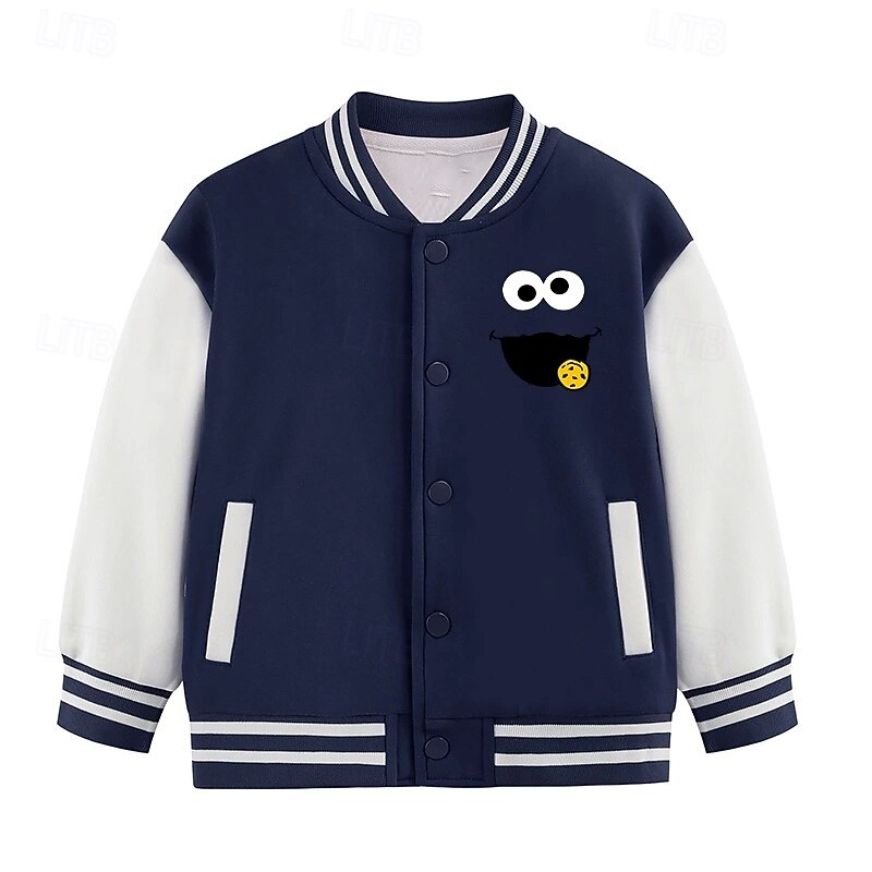 Kids Girls' Baseball Jacket Color Block Sports Comfort Buttons Soft School Cotton Coat Outerwear 4 years+ Fall Black White Pink2