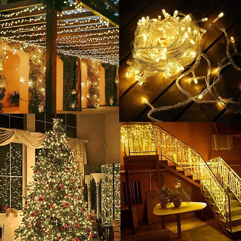 10M 9.6W Flash 100-LED Warm WhiteCool White Light Strip Light Lamp Christmas light string (EU Plug , AC 220V)3