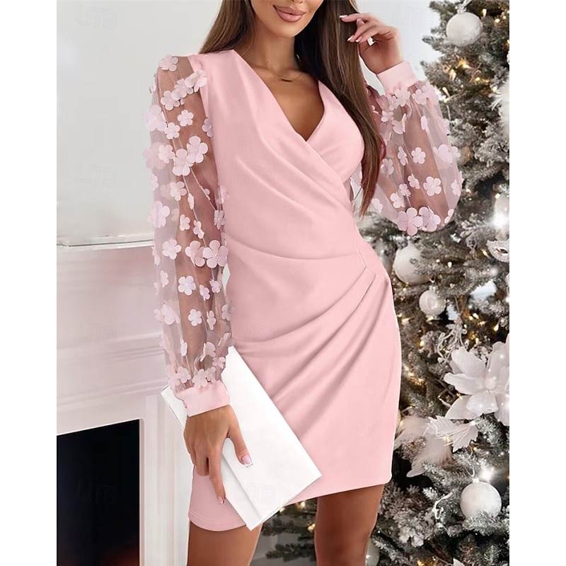 Women's Midi Dress Black Dress Party Dress Casual Dress Cocktail Dress Elegant Fashion Modern Outdoor Party Daily Slim Color Block Long Sleeve V Neck Black and white stripes Black White Pink Spring3