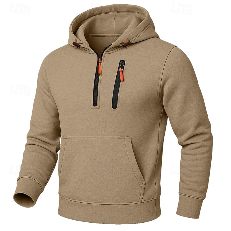 Men's Hoodie Quarter Zip Hoodie Tactical Hoodie Black White Army Green Navy Blue Khaki Hooded Plain Zipper Sports & Outdoor Casual Daily Streetwear Cool Sportswear Fall Spring &  Fall Clothing Apparel3