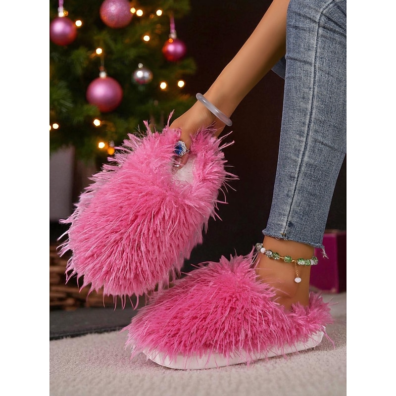 Women's Fluffy Fuzzy Slippers – Cozy Warm Indoor House Shoes with Soft Plush Design for Winter and Home Comfort