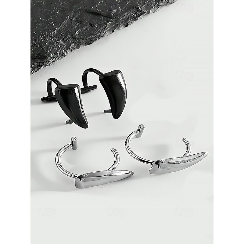 Women's Halloween Stainless Steel Vampire Fang Lip Rings – Gothic Punk Fake Piercing Jewelry for Costume Party and Cosplay4