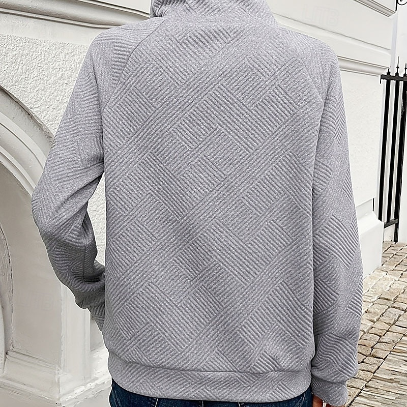 Women's Pullover Sweatshirt Plain Casual Long Sleeve Turtleneck Regular Tops Street Dailywear Patchwork Buttons Gray Fall Winter3