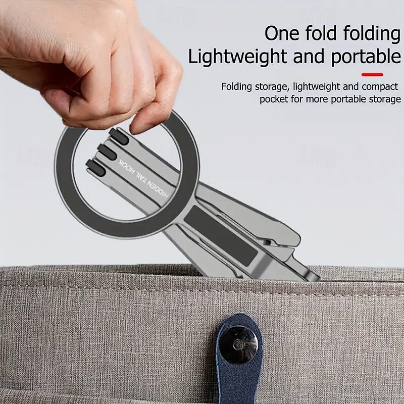 Metal Magnetic Tripod Stand Foldable Desktop Phone Holder Foldable Phone Tripod with Hook Phone Reader Stand Compatible with MagSafe2
