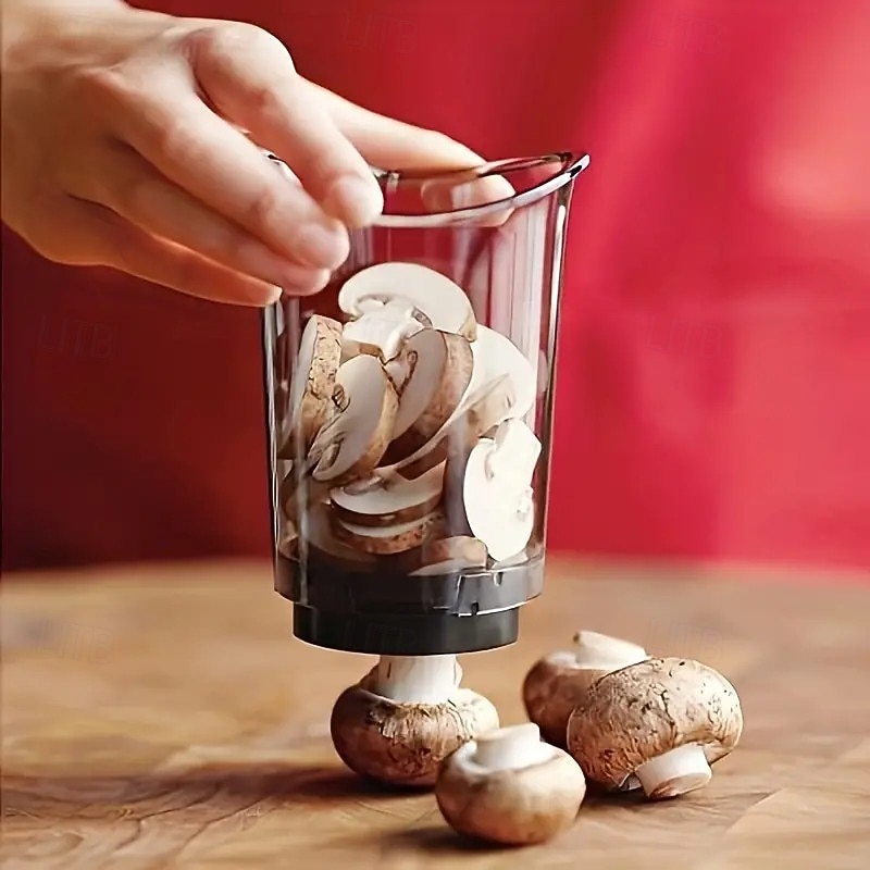 Multi functional vegetable mushroom egg and strawberry slicing cup - durable plastic food chopper with safety cover manual kitchen tool quick meal preparation dishwasher compatible